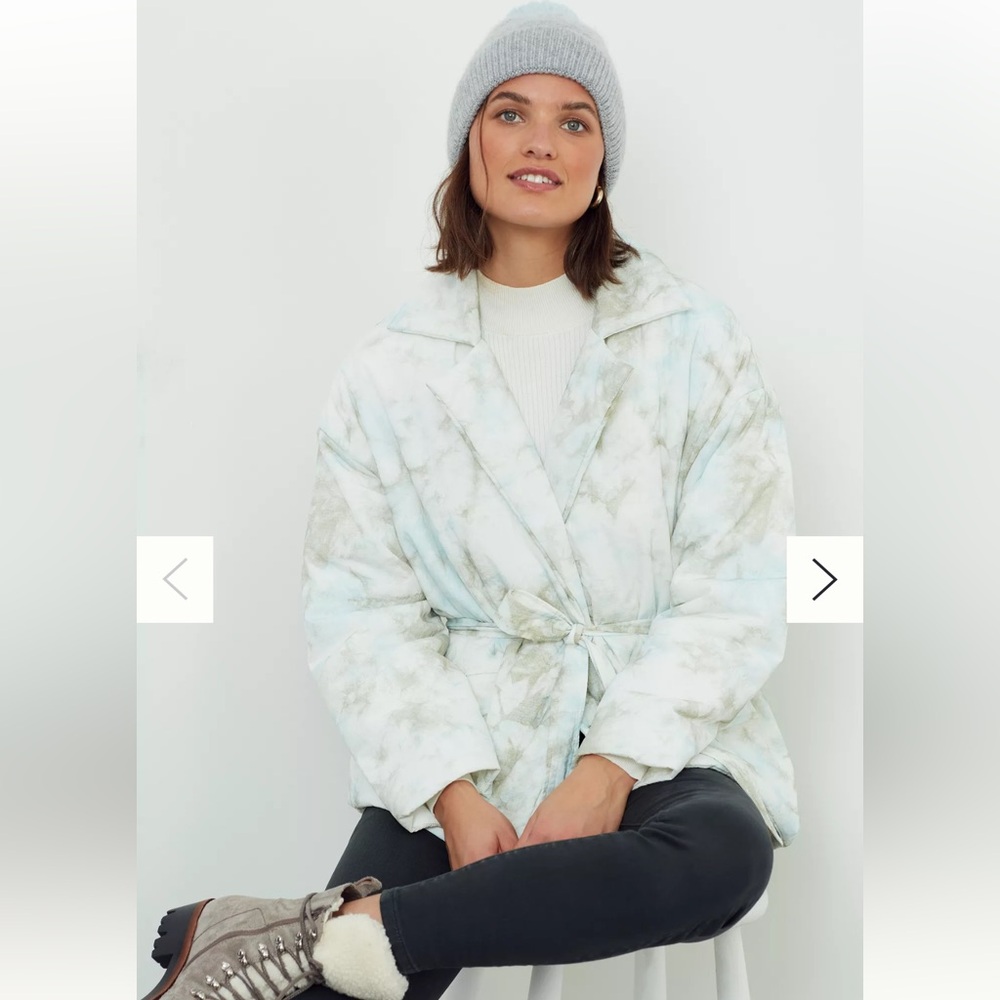 Anthropologie BlankNYC Bennie Tie-Dye Puffer Jacket Belted New without tags